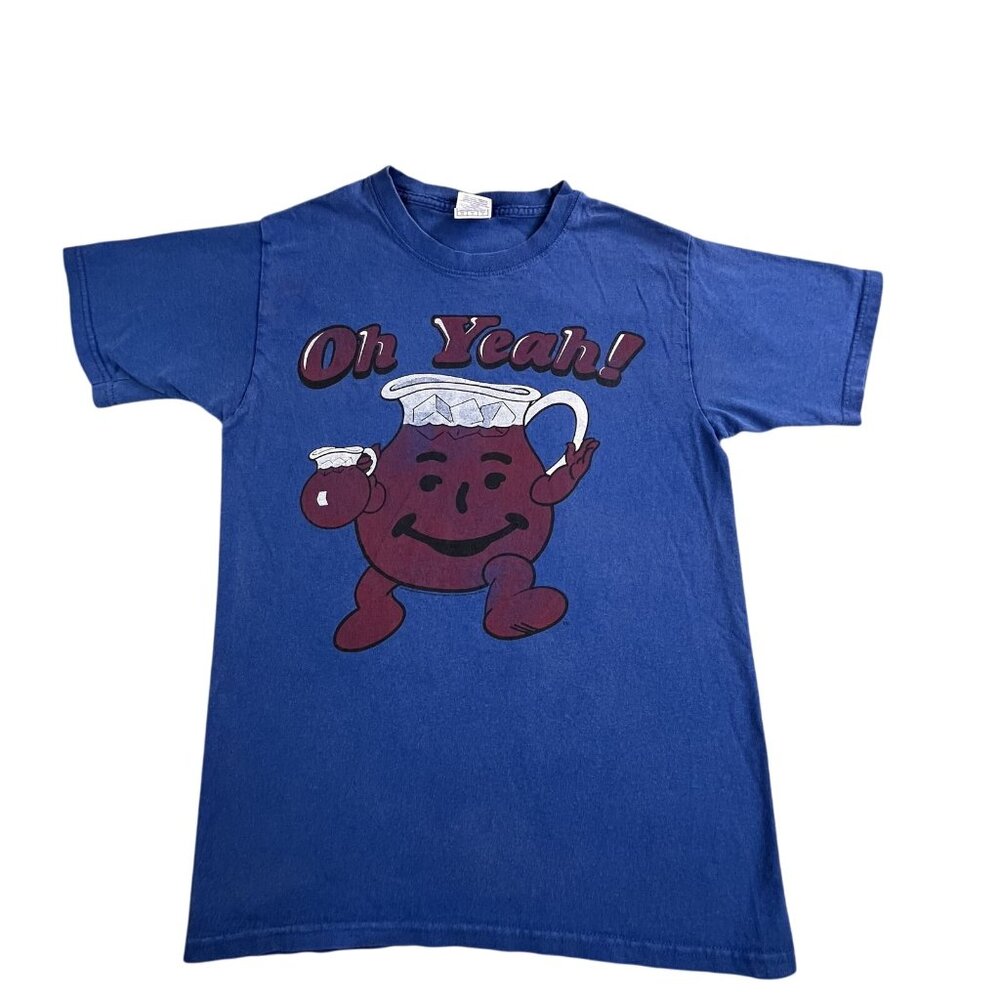 VTG Kool Aid Shirt Mens Small Blue Oh Yeah Graphic Tee Retro Soda Drink Cartoon - Picture 1 of 11